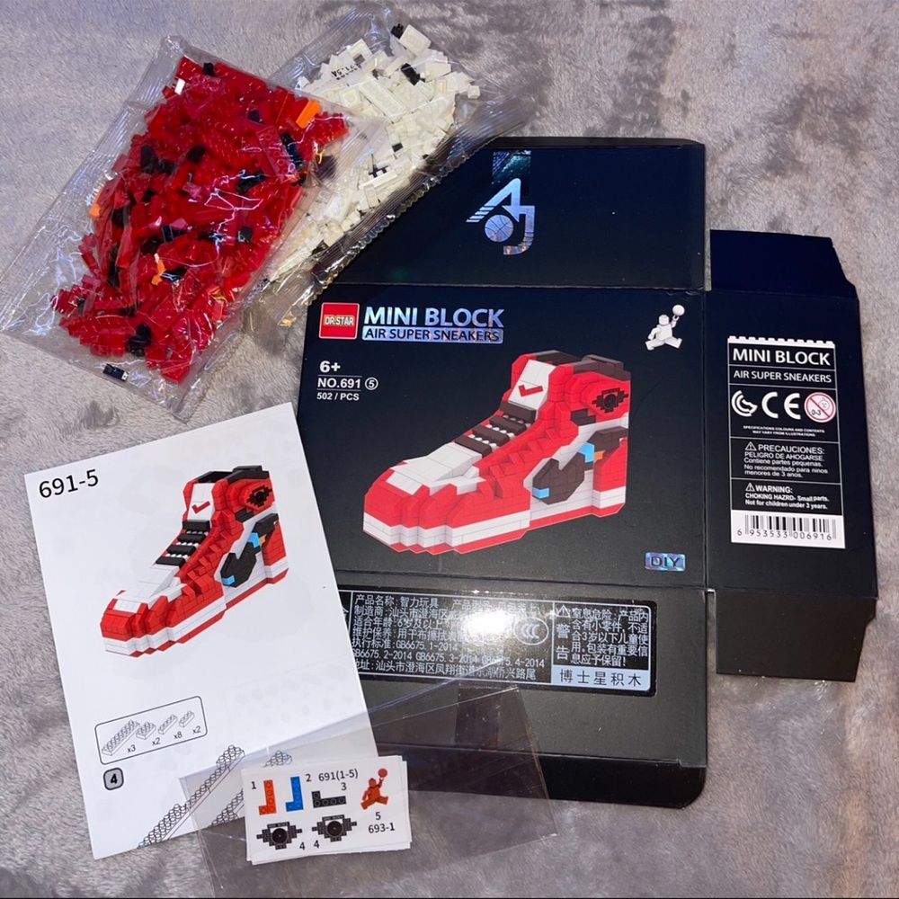 Nike/ Air Jordan red/white/ black building set mini block air super sneakers